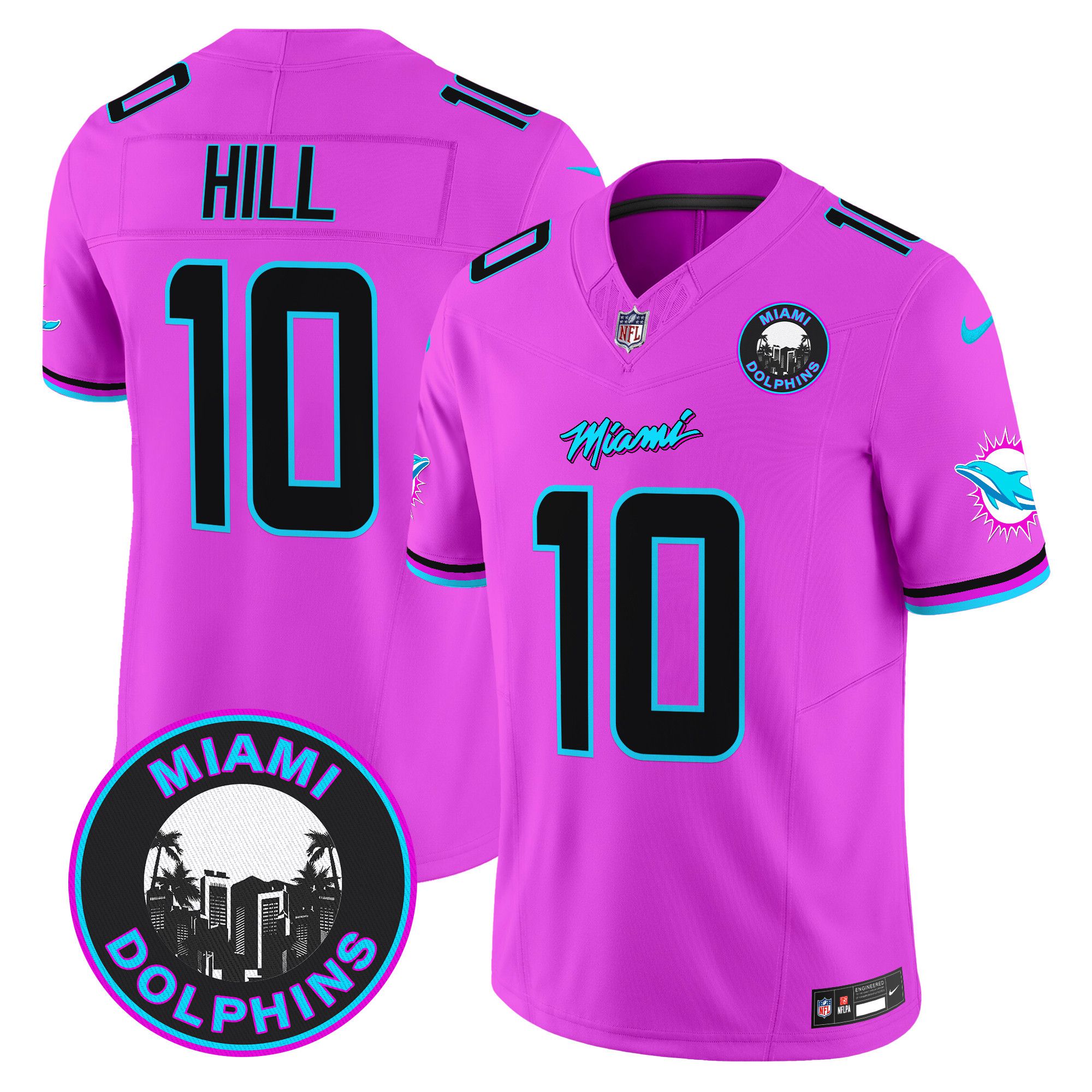 Men Miami Dolphins #10 Hill Pink 2024 Nike Vapor Limited NFL Jersey